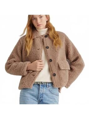 Mango Teen's Shearling-Effect Coat NWT Tan Teens Large